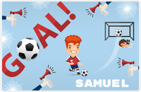 Thumbnail for Personalized Soccer Placemat XLII - Blue Background - Redhead Boy -  View