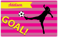 Thumbnail for Personalized Soccer Placemat XLIII - Pink Background - Girl Silhouette I -  View