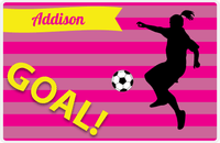 Thumbnail for Personalized Soccer Placemat XLIII - Pink Background - Girl Silhouette II -  View