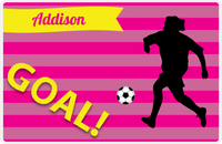 Thumbnail for Personalized Soccer Placemat XLIII - Pink Background - Girl Silhouette III -  View