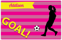 Thumbnail for Personalized Soccer Placemat XLIII - Pink Background - Girl Silhouette V -  View