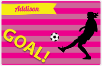 Thumbnail for Personalized Soccer Placemat XLIII - Pink Background - Girl Silhouette VI -  View