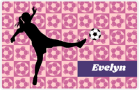 Thumbnail for Personalized Soccer Placemat XLV - Pink Background - Girl Silhouette I -  View