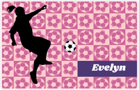 Thumbnail for Personalized Soccer Placemat XLV - Pink Background - Girl Silhouette II -  View