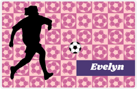 Thumbnail for Personalized Soccer Placemat XLV - Pink Background - Girl Silhouette III -  View