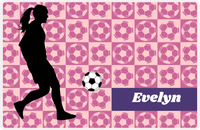 Thumbnail for Personalized Soccer Placemat XLV - Pink Background - Girl Silhouette V -  View