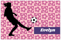 Thumbnail for Personalized Soccer Placemat XLV - Pink Background - Girl Silhouette VI -  View