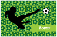 Thumbnail for Personalized Soccer Placemat XLVI - Green Background - Boys Silhouette I -  View