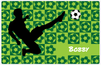 Thumbnail for Personalized Soccer Placemat XLVI - Green Background - Boys Silhouette III -  View