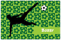 Thumbnail for Personalized Soccer Placemat XLVI - Green Background - Boys Silhouette IV -  View