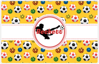 Thumbnail for Personalized Soccer Placemat XLVII - Yellow Background - Boys Silhouette I -  View