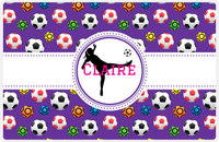 Thumbnail for Personalized Soccer Placemat XLVIII - Purple Background - Girl Silhouette I -  View