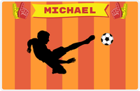 Thumbnail for Personalized Soccer Placemat LI - Orange Background - Boy Silhouette I -  View
