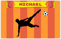 Thumbnail for Personalized Soccer Placemat LI - Orange Background - Boy Silhouette IV -  View