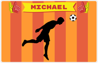 Thumbnail for Personalized Soccer Placemat LI - Orange Background - Boy Silhouette VI -  View