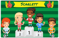 Thumbnail for Personalized Soccer Placemat XXXV - Green Background - Black Girl -  View