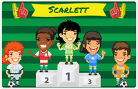 Thumbnail for Personalized Soccer Placemat XXXV - Green Background - Black Hair Girl II -  View