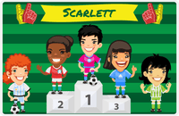 Thumbnail for Personalized Soccer Placemat XXXV - Green Background - Black Hair Girl III -  View