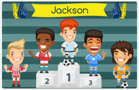Thumbnail for Personalized Soccer Placemat XXXVI - Teal Background - Redhead Boy -  View