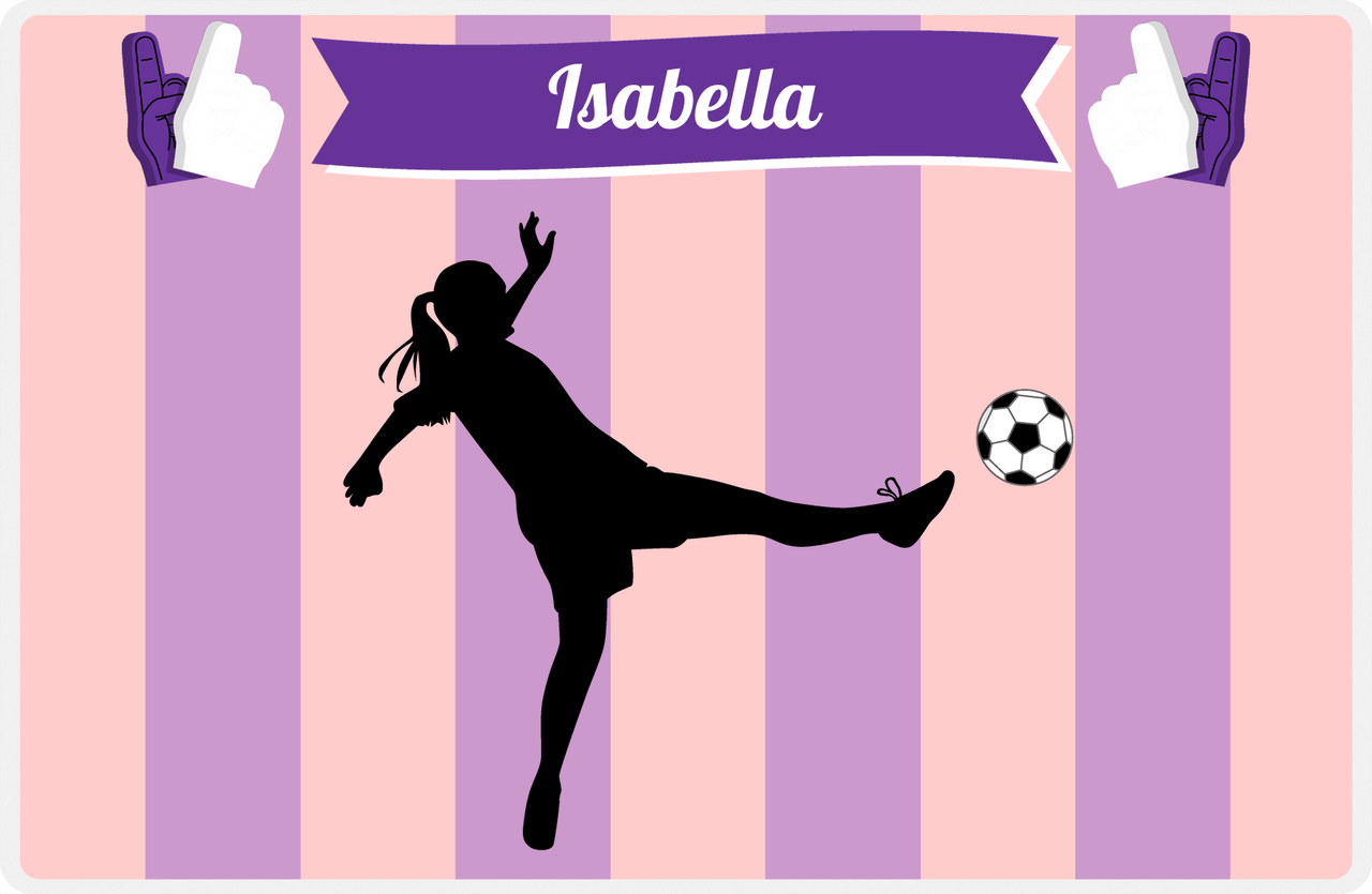 Personalized Soccer Placemat LII - Pink Background - Girl Silhouette I -  View