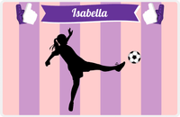 Thumbnail for Personalized Soccer Placemat LII - Pink Background - Girl Silhouette I -  View