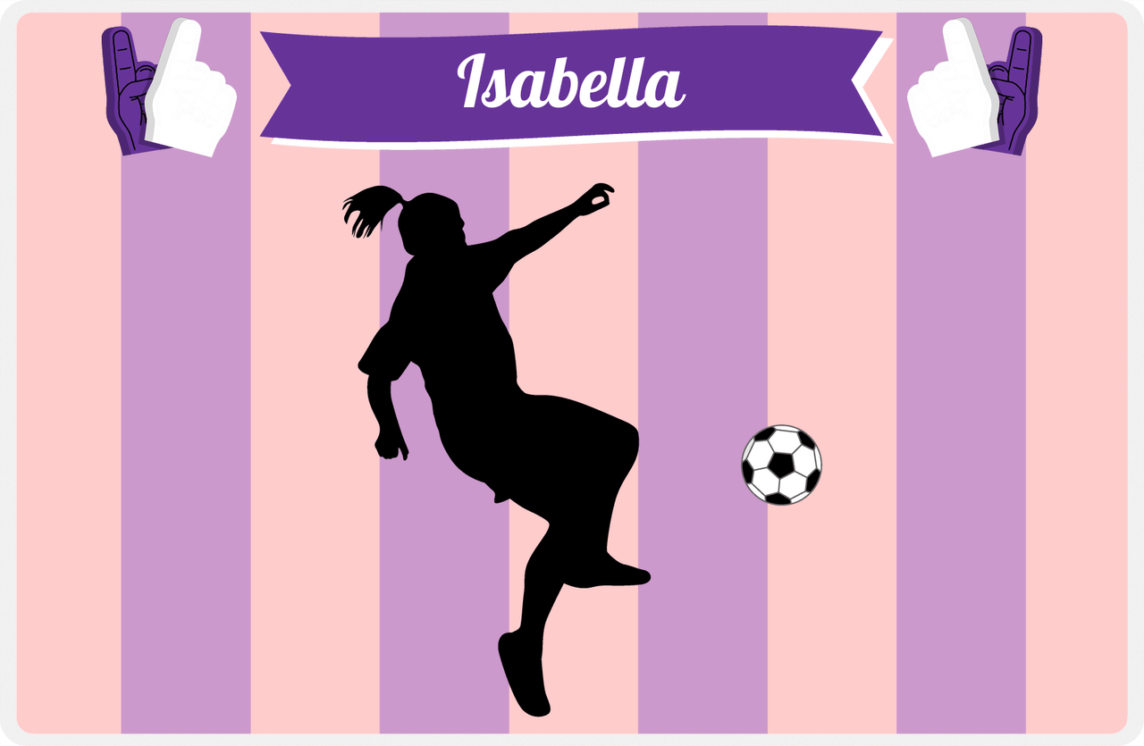 Personalized Soccer Placemat LII - Pink Background - Girl Silhouette II -  View