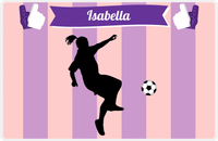 Thumbnail for Personalized Soccer Placemat LII - Pink Background - Girl Silhouette II -  View