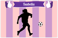 Thumbnail for Personalized Soccer Placemat LII - Pink Background - Girl Silhouette III -  View