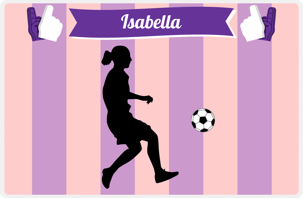 Personalized Soccer Placemat LII - Pink Background - Girl Silhouette IV -  View