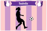 Thumbnail for Personalized Soccer Placemat LII - Pink Background - Girl Silhouette IV -  View