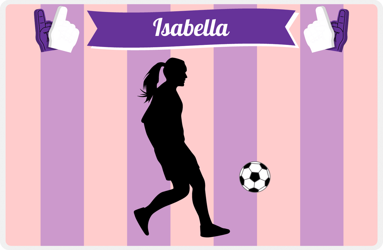 Personalized Soccer Placemat LII - Pink Background - Girl Silhouette V -  View