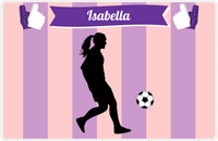 Thumbnail for Personalized Soccer Placemat LII - Pink Background - Girl Silhouette V -  View