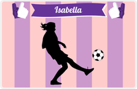 Thumbnail for Personalized Soccer Placemat LII - Pink Background - Girl Silhouette VI -  View