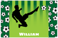 Thumbnail for Personalized Soccer Placemat LIII - Green Background - Boy Silhouette III -  View