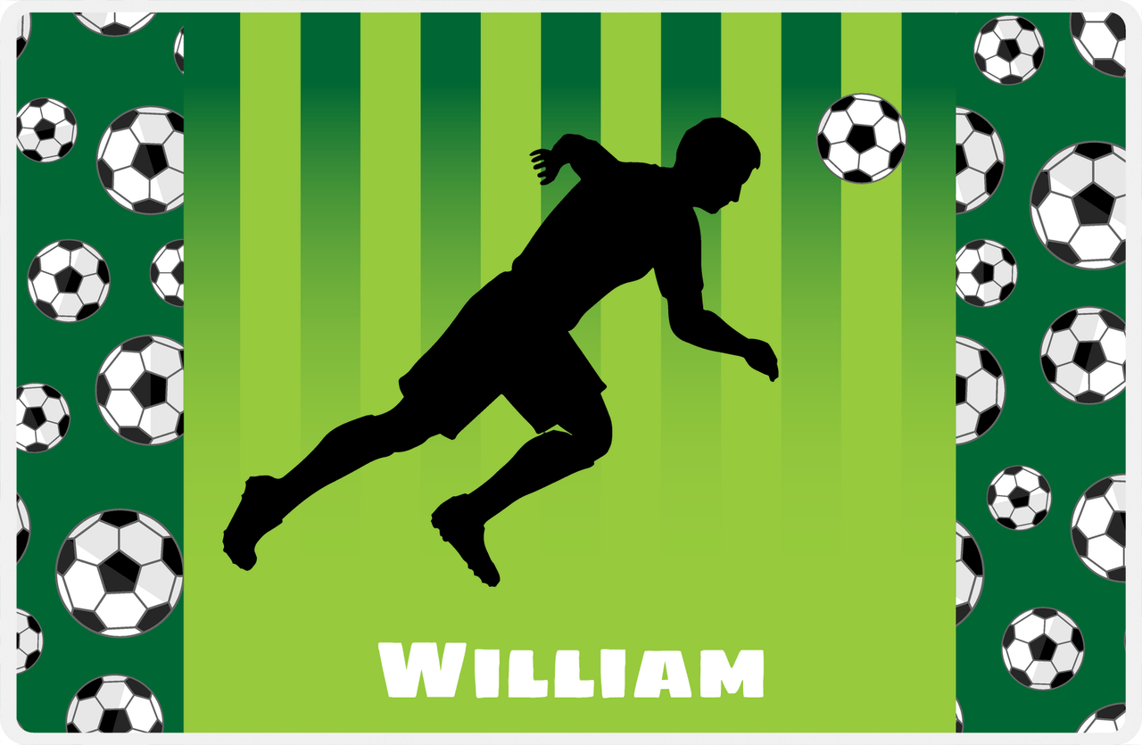Personalized Soccer Placemat LIII - Green Background - Boy Silhouette V -  View