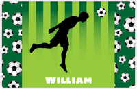 Thumbnail for Personalized Soccer Placemat LIII - Green Background - Boy Silhouette VI -  View