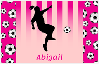 Thumbnail for Personalized Soccer Placemat LIV - Pink Background - Girl Silhouette II -  View