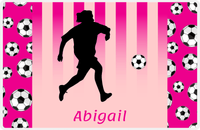 Thumbnail for Personalized Soccer Placemat LIV - Pink Background - Girl Silhouette III -  View