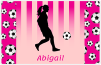 Thumbnail for Personalized Soccer Placemat LIV - Pink Background - Girl Silhouette V -  View