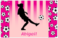 Thumbnail for Personalized Soccer Placemat LIV - Pink Background - Girl Silhouette VI -  View