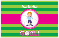 Thumbnail for Personalized Soccer Placemat IX - Green Background - Blonde Girl -  View