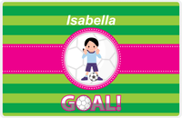 Thumbnail for Personalized Soccer Placemat IX - Green Background - Black Hair Girl -  View