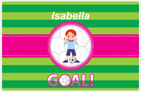 Thumbnail for Personalized Soccer Placemat IX - Green Background - Redhead Girl -  View