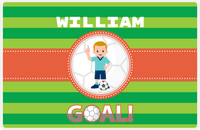 Thumbnail for Personalized Soccer Placemat X - Green Background - Blond Boy -  View