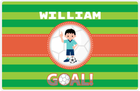 Thumbnail for Personalized Soccer Placemat X - Green Background - Black Hair Boy -  View