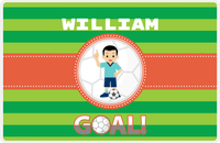 Thumbnail for Personalized Soccer Placemat X - Green Background - Asian Boy -  View