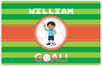 Thumbnail for Personalized Soccer Placemat X - Green Background - Black Boy -  View