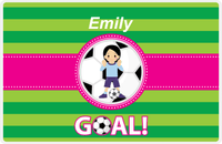 Thumbnail for Personalized Soccer Placemat IX - Green Background - Asian Girl - Soccer Ball II -  View