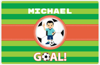 Thumbnail for Personalized Soccer Placemat X - Green Background - Asian Boy - Soccer Ball II -  View