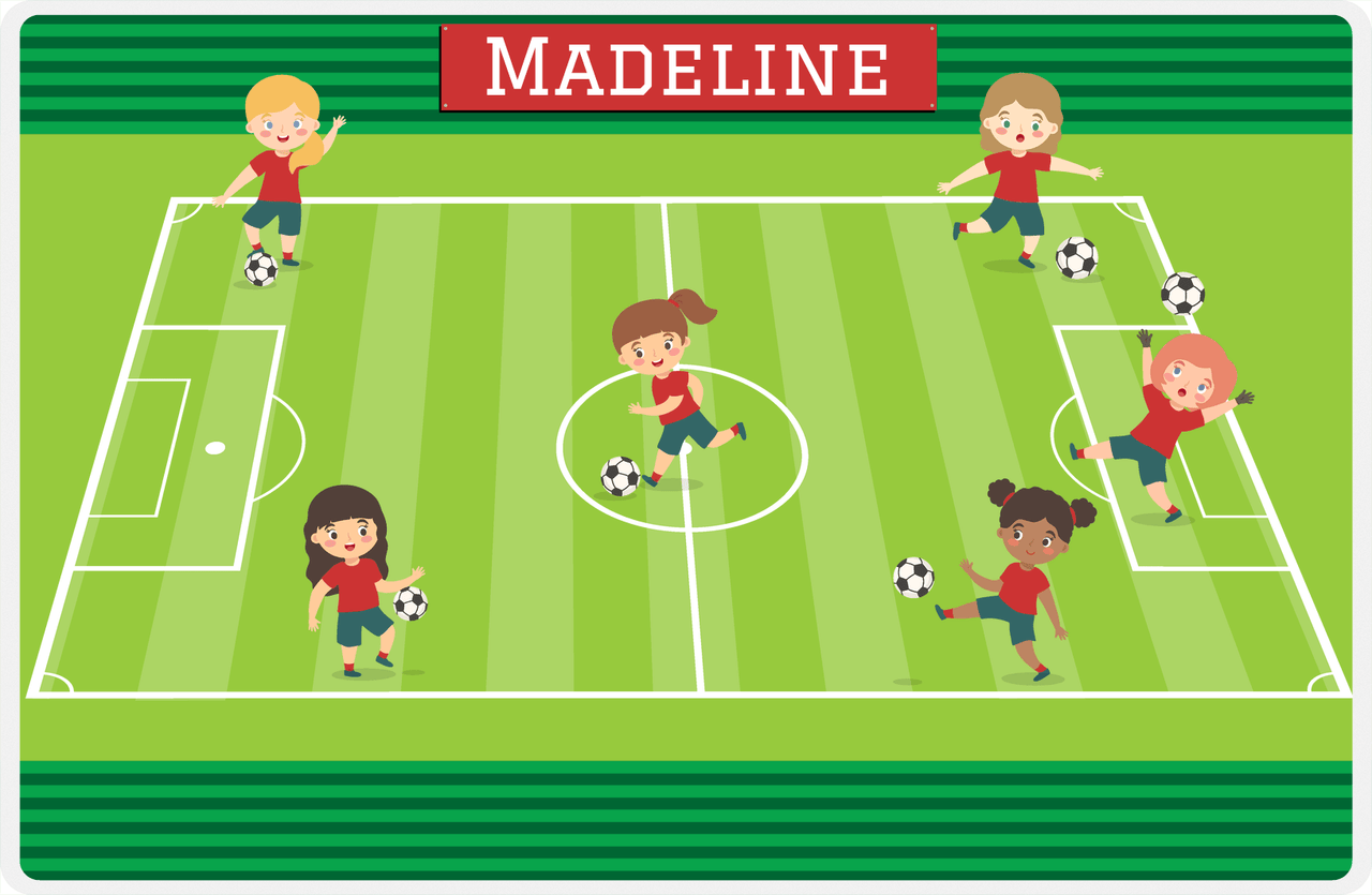 Personalized Soccer Placemat XXVI - Green Field - Girl Soccer Teams -  View